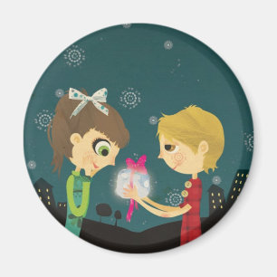 Zum Mond und zum Button Magnet