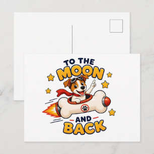 Zum Mond und zurück Hund Weltraum-Abenteuer Postkarte