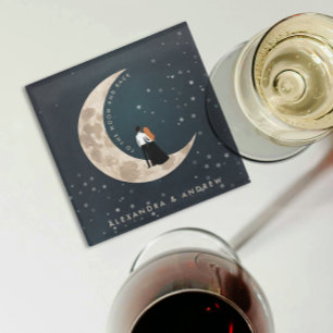 Zum Mond und zurück, Niedliche Liebe Sterne Nacht  Glasuntersetzer