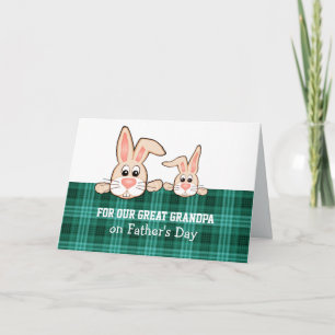 Zum Opa am Vatertag. Zwei Niedliche Bunnies Karte
