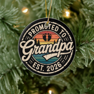Zum Opa befördert Est 2026 Retro-Schwangerschaft Keramik Ornament