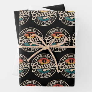 Zum Opa befördert Est 2026 Schwangerschaft Retro Geschenkpapier Set