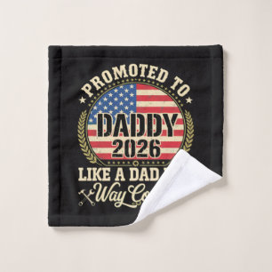 Zum Papa befördert 2026 Lustige amerikanische Flag Waschlappen