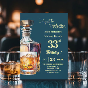 Zum perfekten Alter gereifter Mann 33. Whiskey-Geb Einladung