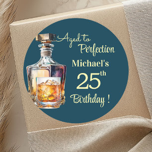 Zum perfekten Alter Männer 25. Whiskey-Geburtstag Runder Aufkleber
