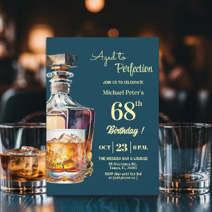 Zum perfekten Alter Männer 68. Whiskey-Geburtstag Einladung