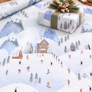 Zum Skifahren an Weihnachten Schneeberg Skifahrer Geschenkpapier