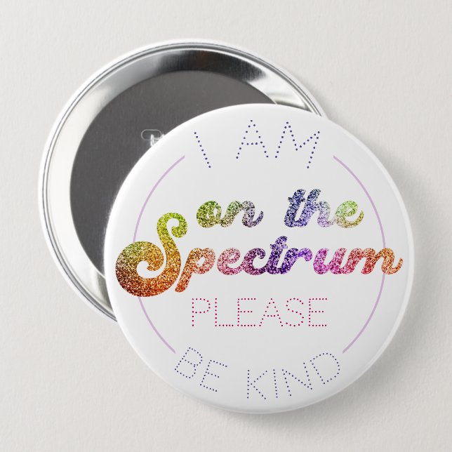 Zum Spektrum: Regenbogen im Glitzer, Sensibilisier Button (Vorne & Hinten)