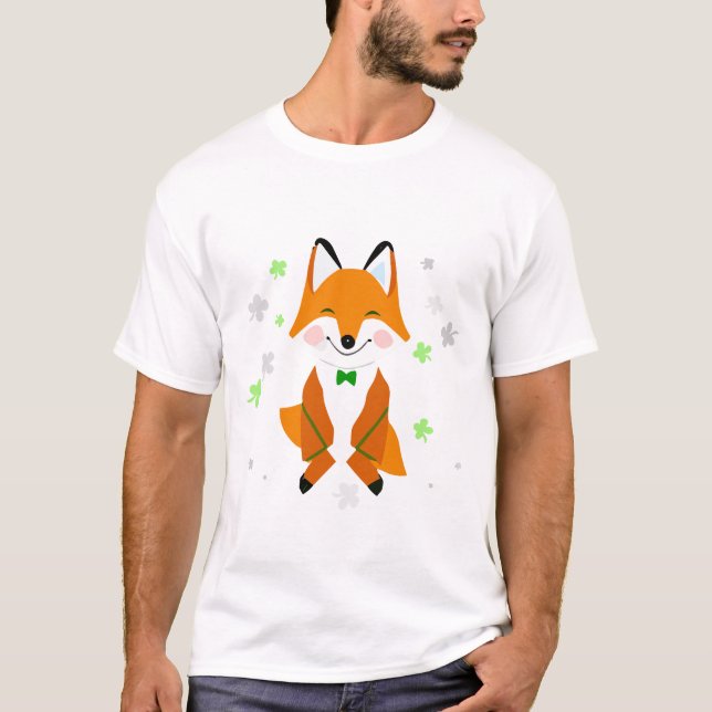 zum St. Patrick's Day Fox im Anzug T-Shirt (Vorderseite)
