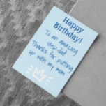 Zum Step-Vater Funny Happy Birthday Feiertagskarte<br><div class="desc">Dieses Design kann personalisiert werden, indem Sie auf die Schaltfläche Anpassen klicken und den Namen, die Initialen oder die Wörter ändern. Sie können auch die Textfarbe und den Textstil ändern oder den Text für nur ein Bild löschen. Kontaktieren Sie mich unter colorflowcreations@gmail.com , wenn Sie dieses Design für ein anderes...</div>