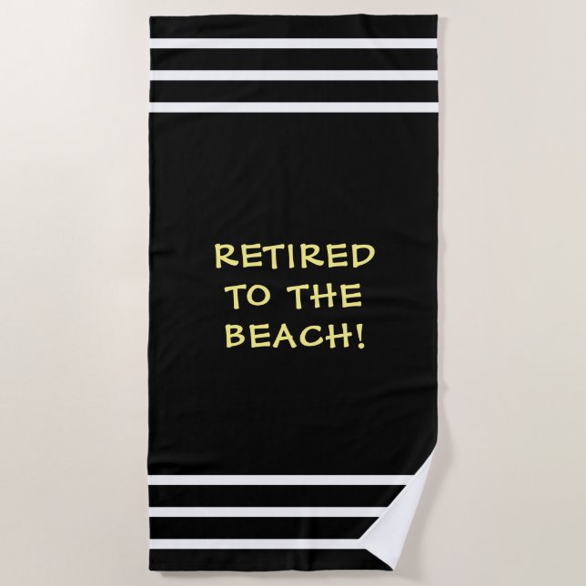 Zum Strand hin, weiße Streifen, schwarz Strandtuch (Vorderseite)