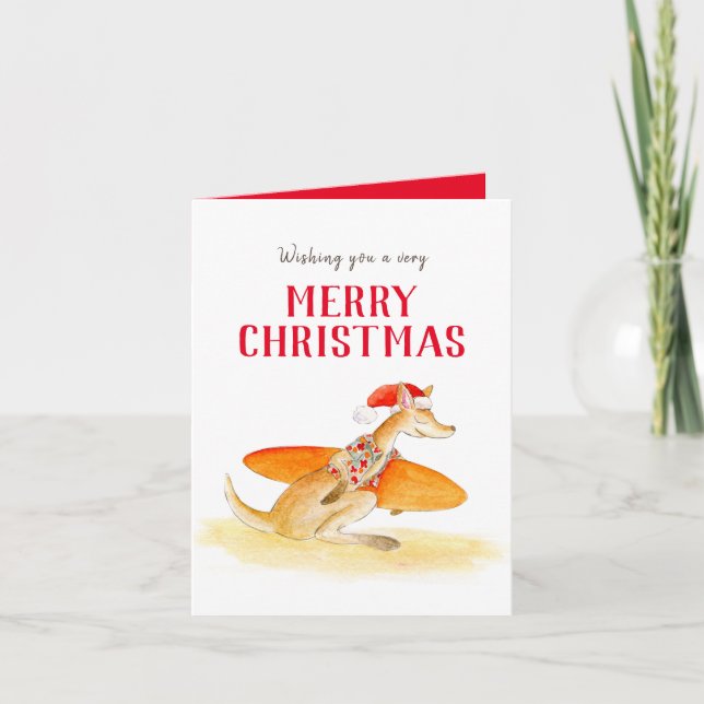 Zum Strand niedliche Surfen Känguru Weihnachten (Vorderseite)