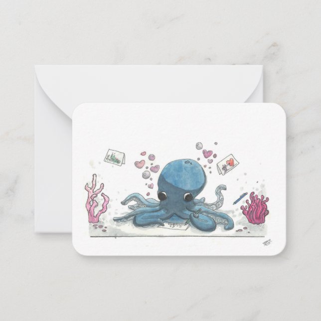 Zum Valentinstag von Frankillie: Oktopus Mitteilungskarte (Vorderseite)