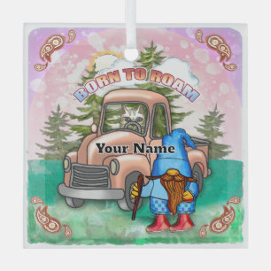 Zum Wandern geborener Gnom Ornament Aus Glas