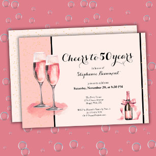 Zum Wohl auf 50 Jahre Pink Champagne Geburtstag Einladung