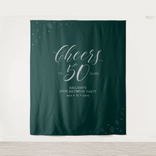 Zum Wohl für 50 Jahre   Silber- und Grün-Geburtsta Wandteppich