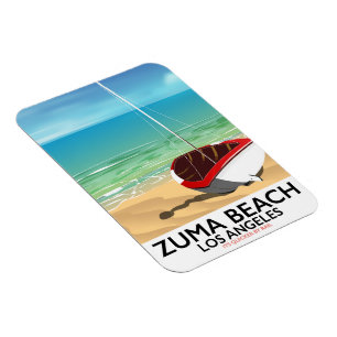 Zuma Beach LA Rail Beach Poster Magnet