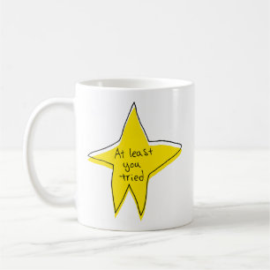Zumindest hast du versucht - gelber Stern Kaffeetasse