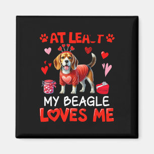 Zumindest liebt mich mein Beagle Valentins Single  Magnet