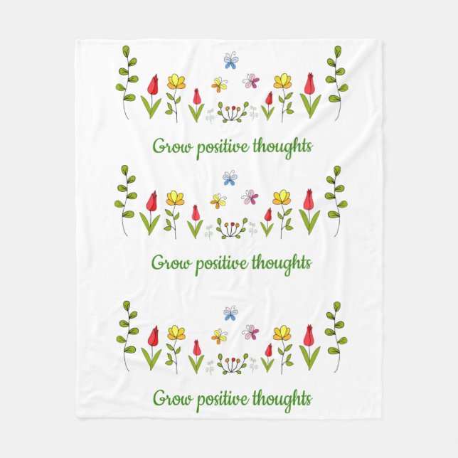 Zunehmende positive Gedanken Blume Fleecedecke (Vorderseite)