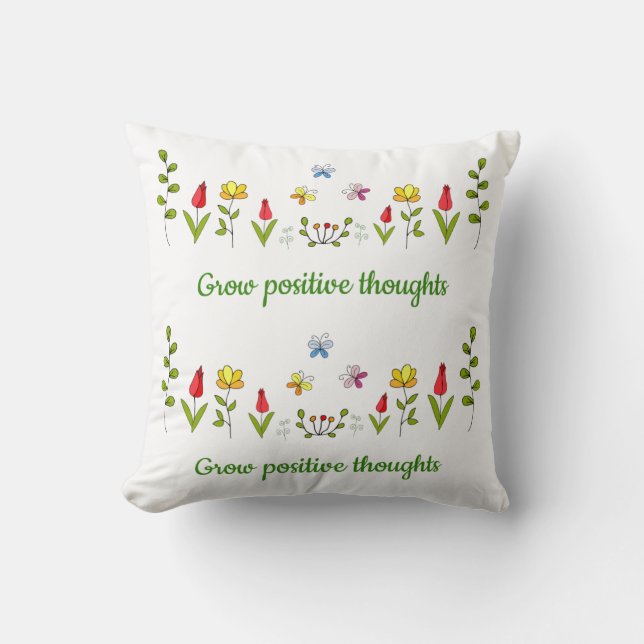 Zunehmende positive Gedanken Blume Kissen (Vorderseite)