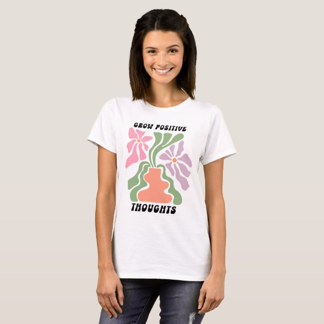 Zunehmende positive Gedanken, Blume T-Shirt (Vorne ganz)