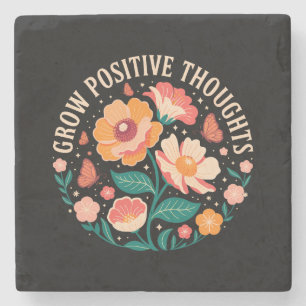 Zunehmende positive Gedanken - Inspirationsblume ( Steinuntersetzer