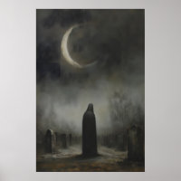 Zunehmender Mond Dunkle Grabsteine Friedhof Grabst
