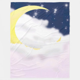 Zunehmender Mond in weichen Wolken Fleece-Decke Fleecedecke