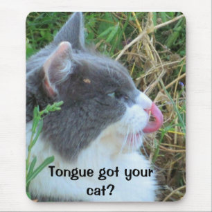 Zunge got Ihre Katze? Hank-Schriftart Mousepad