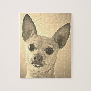 Zunge-heraus Chihuahuasepia-Puzzlespiel