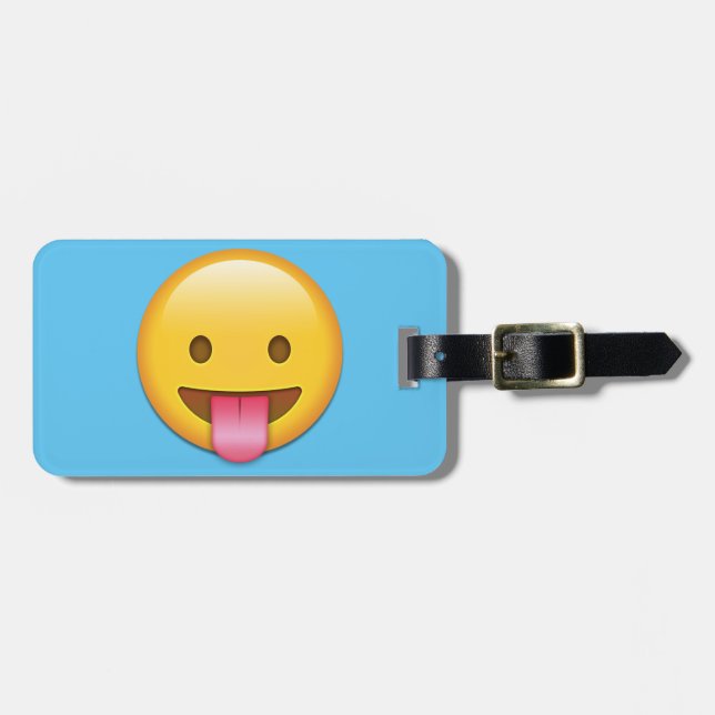 Zunge-Heraus unverschämtes Emoji Gepäckanhänger (Vorderseite horizontal)