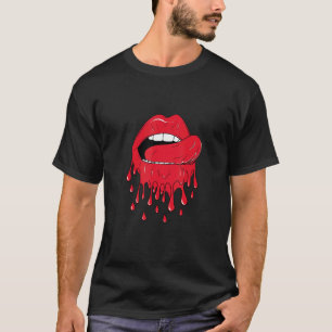 Zunge Lecken Rote Melisse Lippen T-Shirt