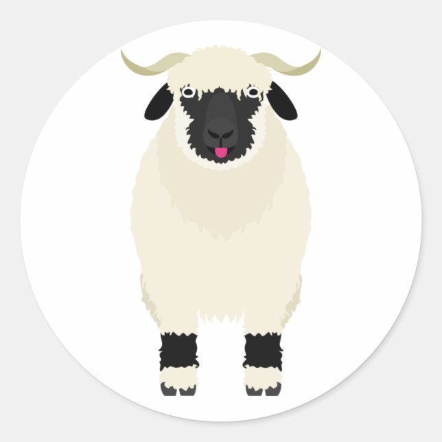 Zunge Out Wallis Black Nose Sheep Runder Aufkleber (Vorderseite)