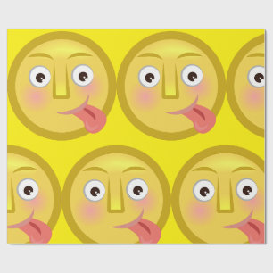 Zunge Raus Emoji Lustiges Albernes Gesicht Geschenkpapier