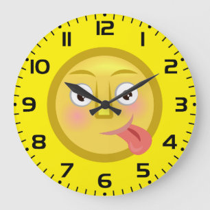 Zunge Raus Emoji Lustiges Albernes Gesicht Große Wanduhr