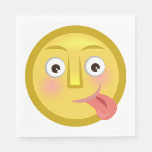 Zunge Raus Emoji Lustiges Albernes Gesicht Serviette
