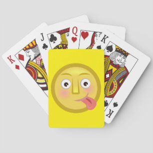 Zunge Raus Emoji Lustiges Albernes Gesicht Spielkarten