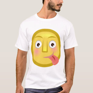 Zunge Raus Emoji Lustiges Albernes Gesicht T-Shirt