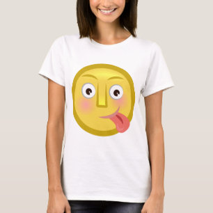 Zunge Raus Emoji Lustiges Albernes Gesicht T-Shirt
