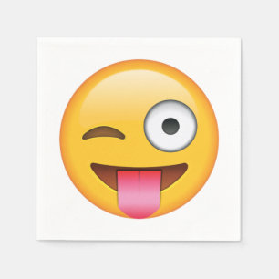 Zunge raus mit Winking Eye - Emoji Serviette