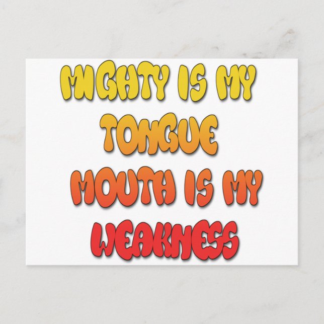 Zunge Zunge: Funny Zunge Zitat Farbiger Text Kunst Postkarte (Vorderseite)