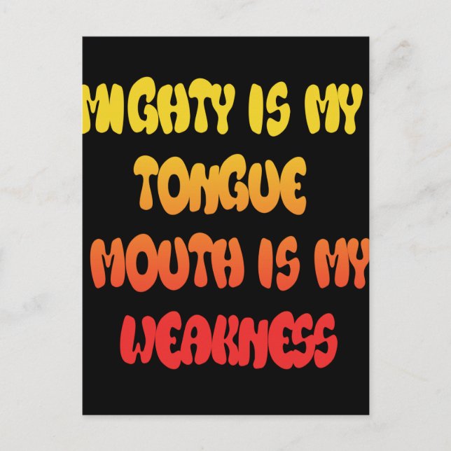 Zunge Zunge: Funny Zunge Zitat Farbiger Text Kunst Postkarte (Vorderseite)