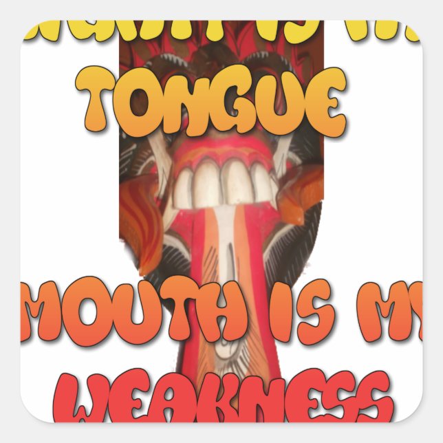 Zunge Zunge: Funny Zunge Zitat Farbiger Text Kunst Quadratischer Aufkleber (Vorderseite)