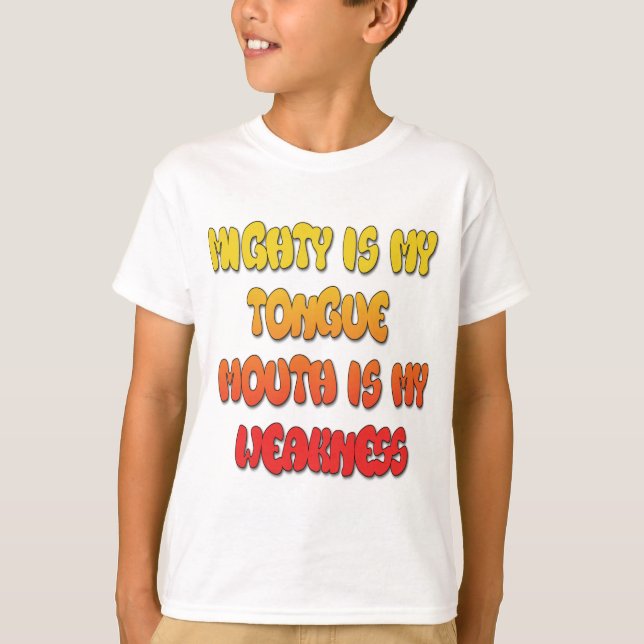Zunge Zunge: Funny Zunge Zitat Farbiger Text Kunst T-Shirt (Vorderseite)