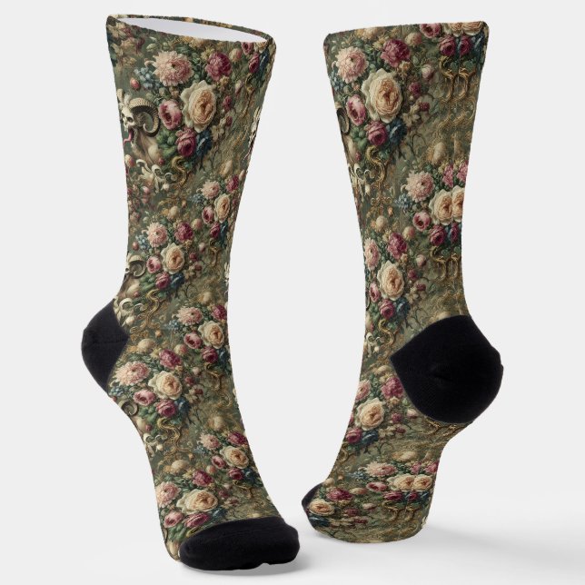 🩸 Zungenblüten - Gotische Tapestry Socken (Gewinkelt)