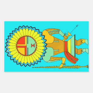 Zuni Man Sunface Rechteckiger Aufkleber