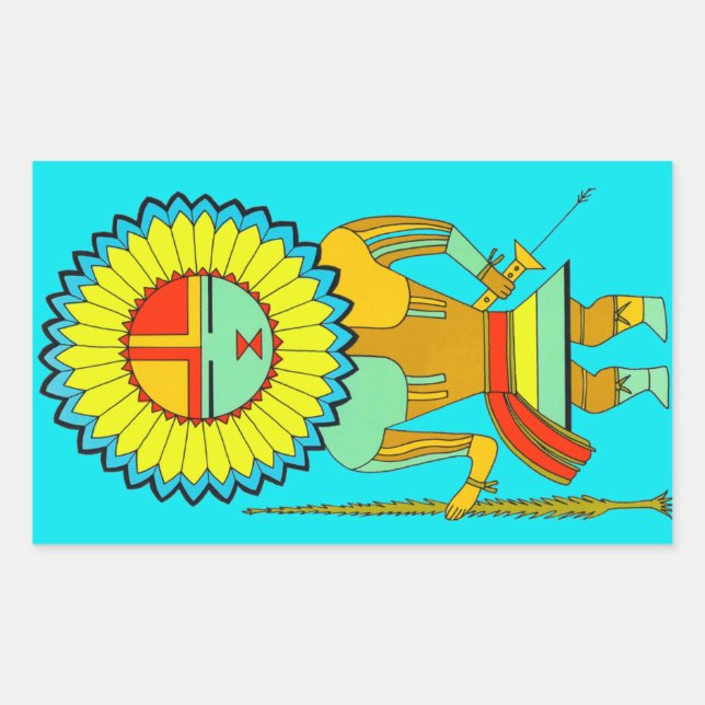 Zuni Man Sunface Rechteckiger Aufkleber (Vorderseite)