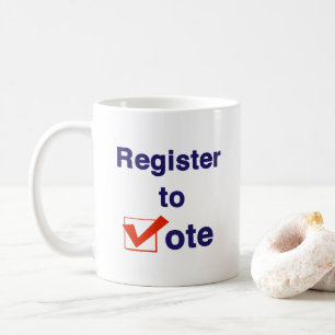 Zur Abstimmung 2026 registrieren Kaffeetasse