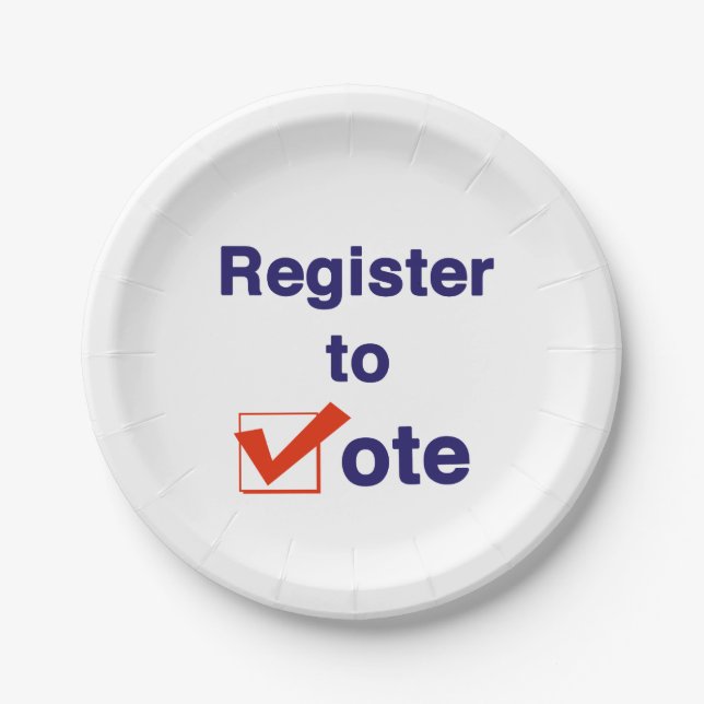 Zur Abstimmung 2026 registrieren Pappteller (Vorderseite)